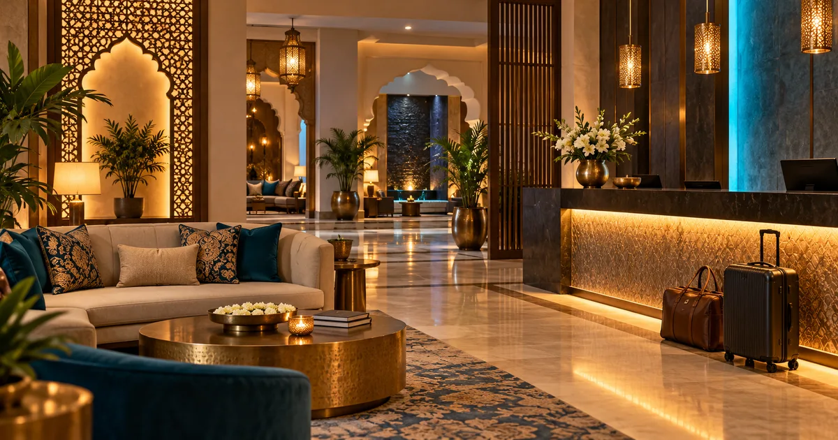 Hotel marketing agency Agra strategy illustrated by a welcoming hotel lobby