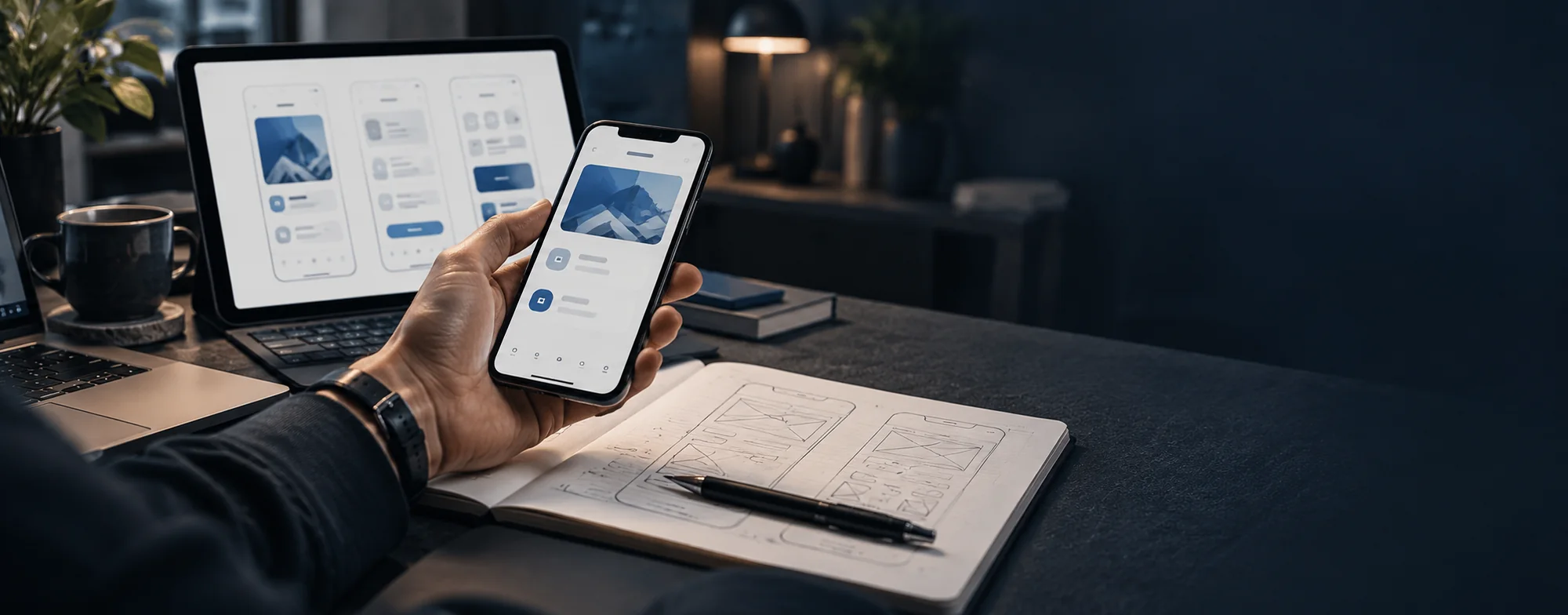 Testing a mobile app design alongside wireframes